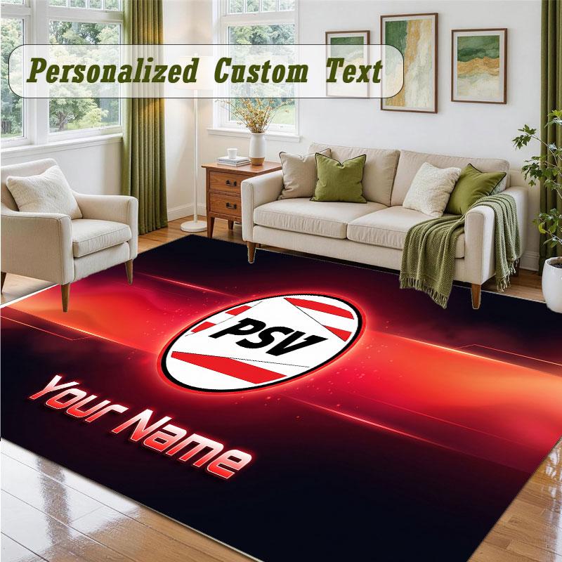 Crystal Velvet Square Rug Custom NamePSV Eindhoven FC Pattern Non Slip Home Floor Decor Rug