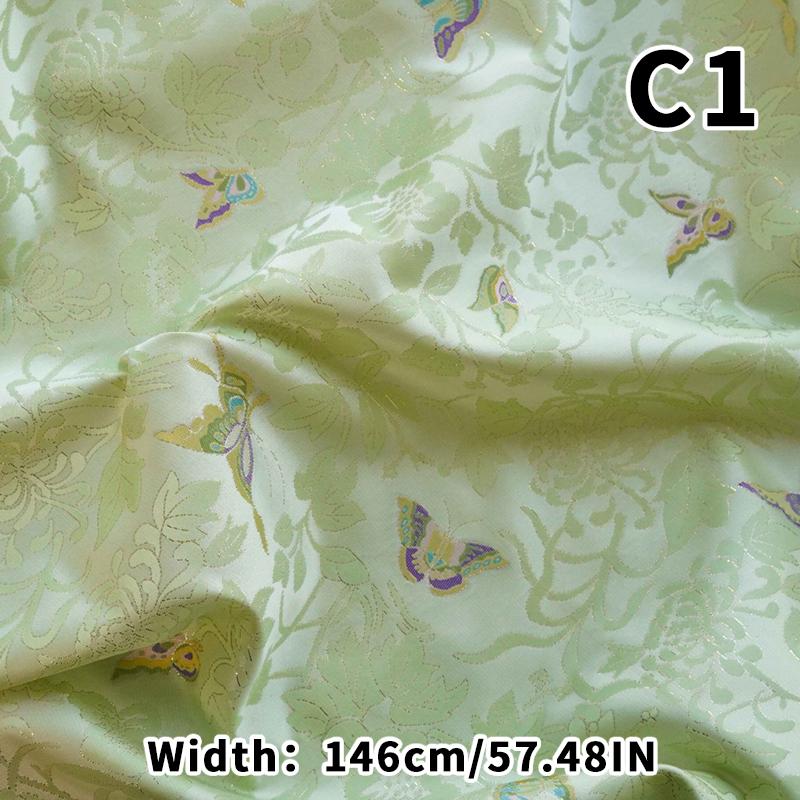 Colorful Woven Satin Butterfly Fabric Yarn-dyed Golden Silk Jacquard Fabric For Diy Sewing Dress Skirt Hanfu Qipao Bag Material