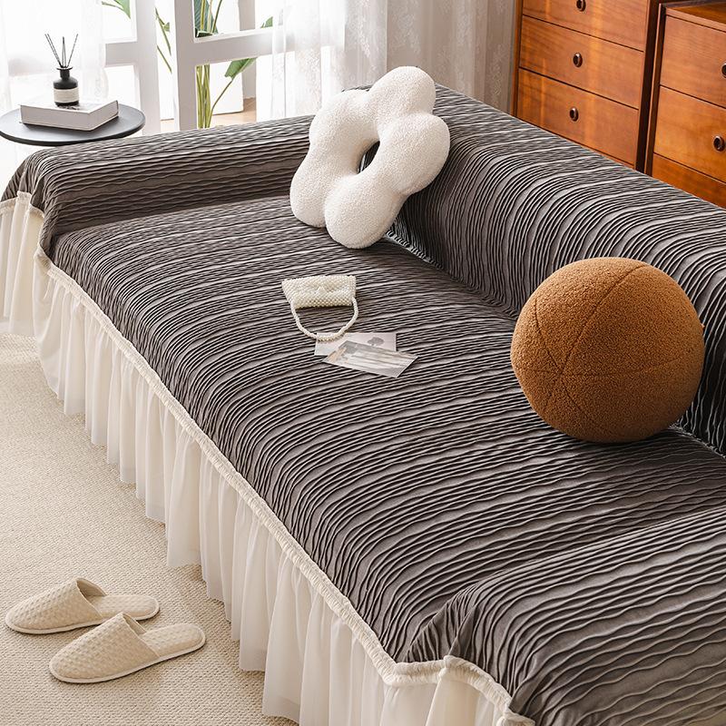 Netherlands Velvet Sofa Towel Skirt Lace All-Inclusive Sofa Cover Dust Cover Living Room One-Piece Sofa Large Cover Cloth