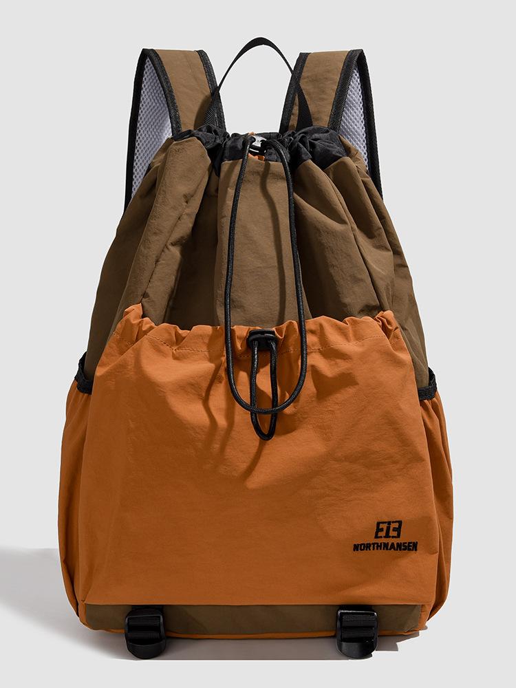 Schoolbag Outdoor Camping School Bag Casual Backpack Light Sports Fitness Men and Women Backpack Drawstring Design Travel Double Back