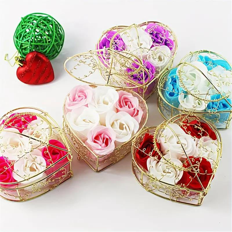 6pcs/box Rose Soap Flower Gift Box, Valentine's Day Gift, Wedding Gifts for Guests, Bridesmaids Gift, Party Favors, Home Decor