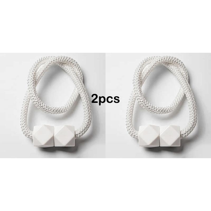 

2 шт. Подхваты для штор с сильным магнитом, дизайн из толстой веревки, для спальни, гостиной, кухни, прочный пластик, аксессуар для домашнего декора белый