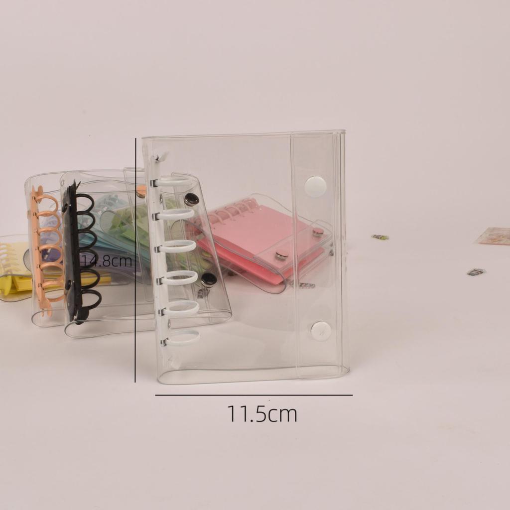 A7 Transparent Double-Ring PVC Ledger with Colored Shell Casing