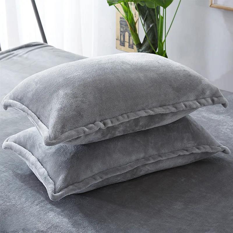 Flannel pillowcase, 48x74cm, solid color, autumn and winter, flannel, warm, plus, velvet pillowcase, large bed
