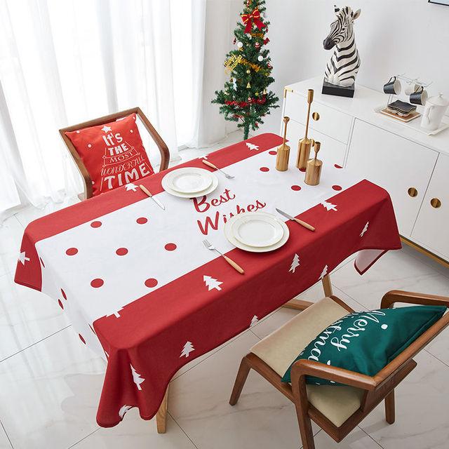 Nordic Ins Party New Year Tablecloth Red Tablecloth Waterproof /Antifouling Girl Heart Coffee Table Set Christmas Tablecloth