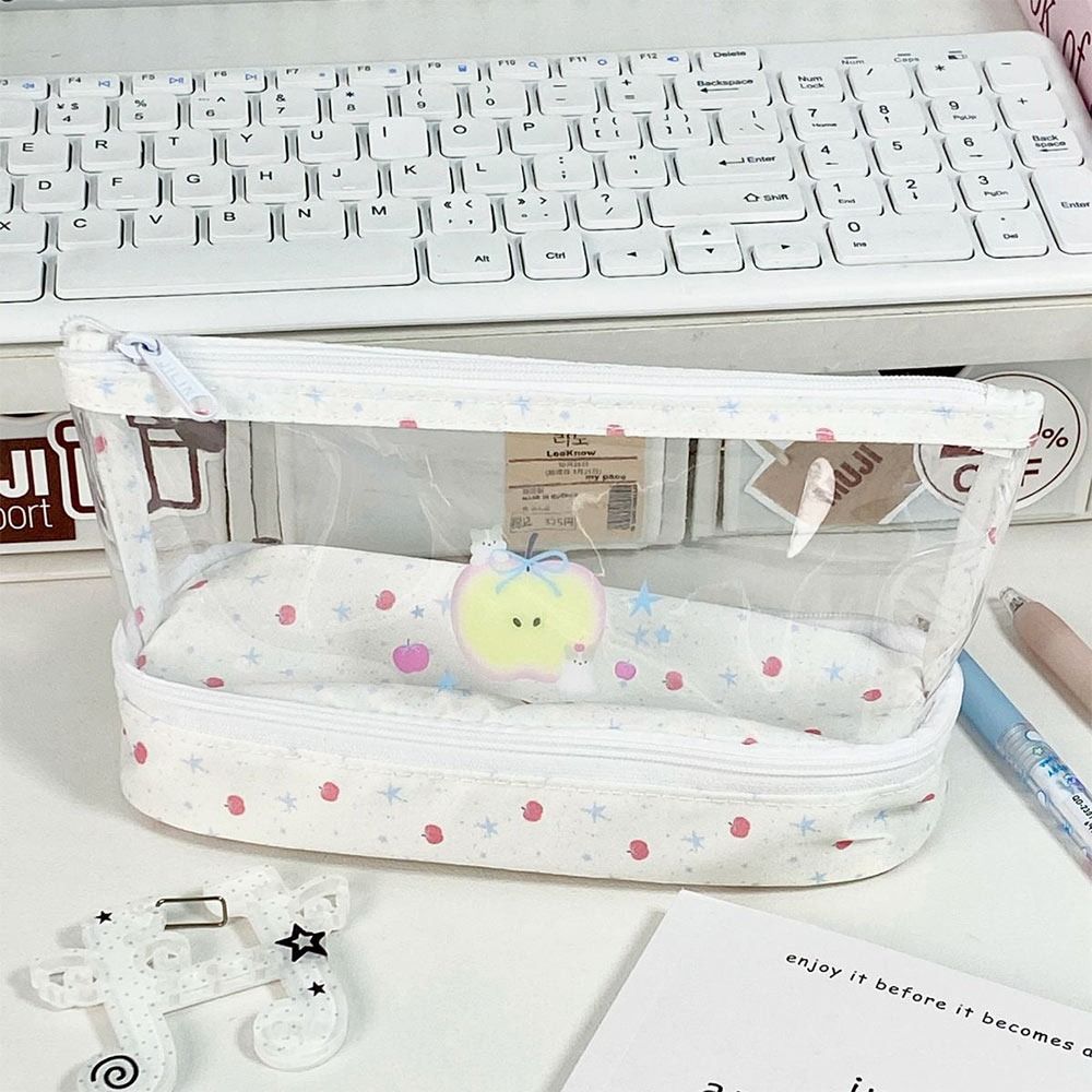PVC Stationery Bag Transparent Pencil Case Portable Pen Bag  Students