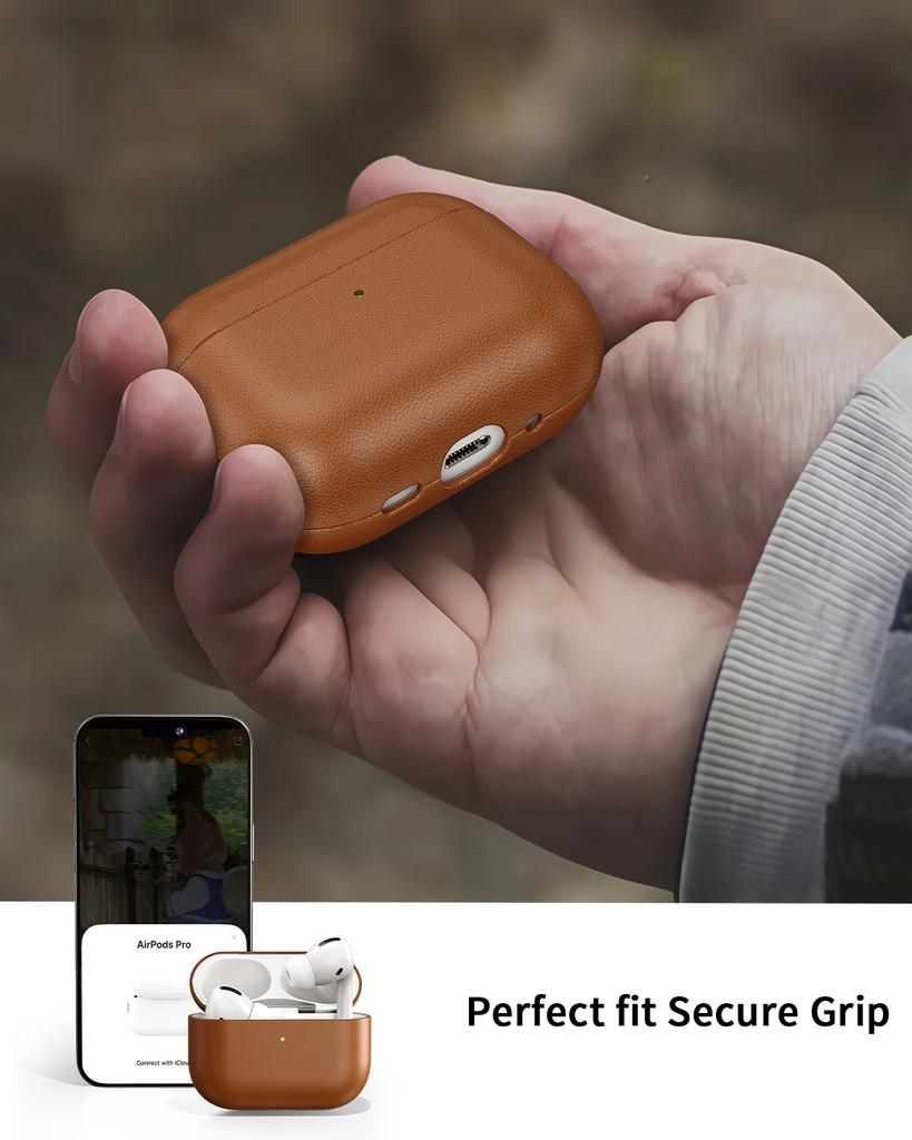 Oatsbasf Genuine Leather Earphone Cases for AirPods Pro 3 Luxury Protective Cover Case for Airpods Pro 3 Shockproof with Hook