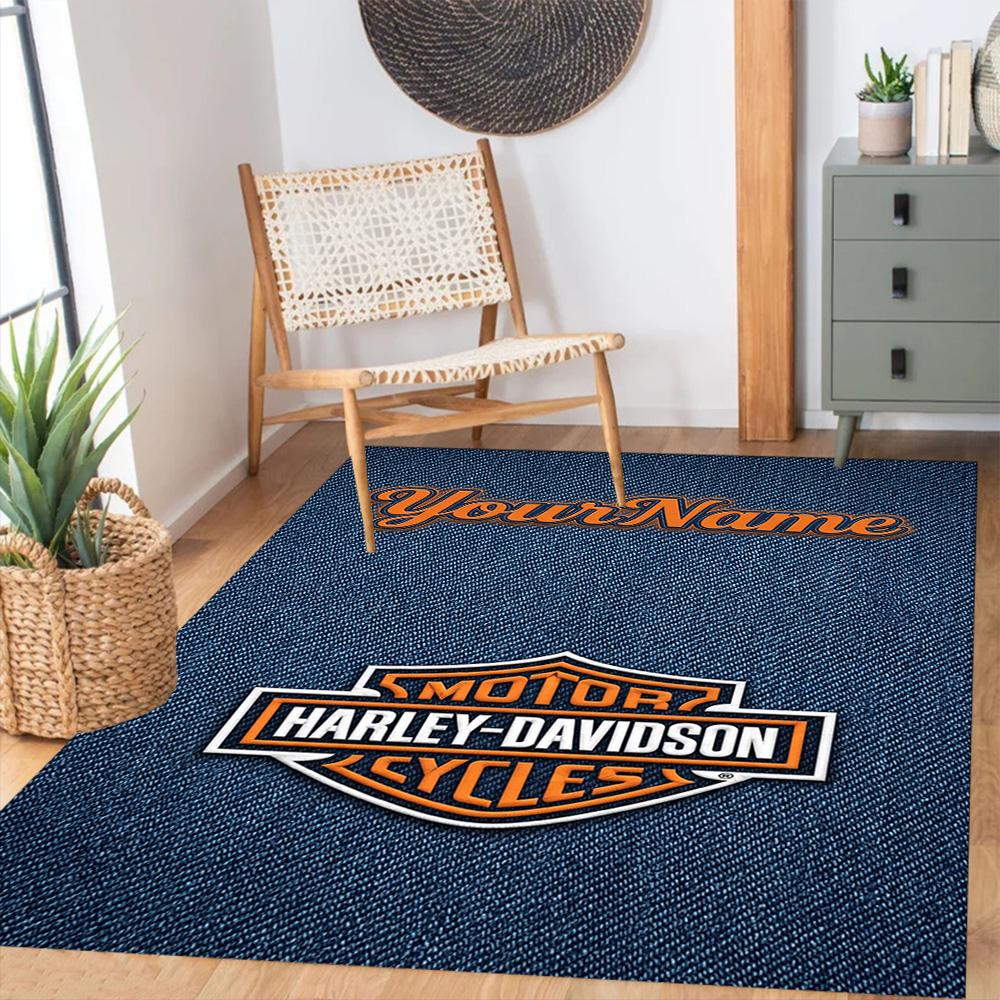 Harley-davidson Motorcycles Customize Your Name Floor Rug Office Rug Perfect for Outdoor Living Rooms Game Room Balcony Anti-slip Rug Decorate Offices