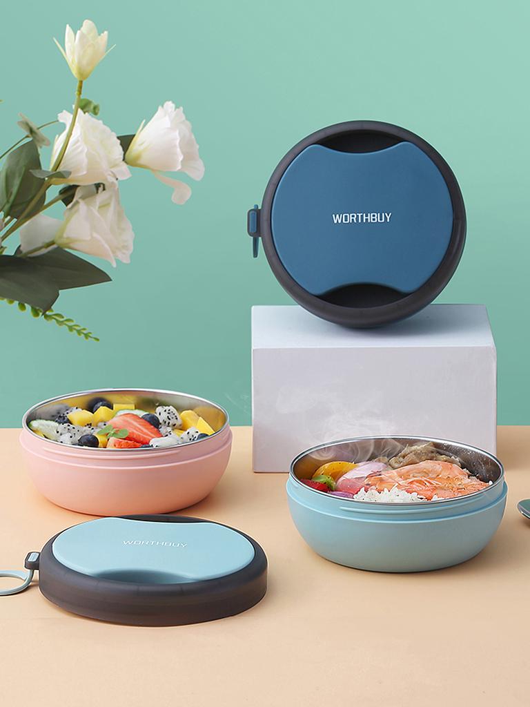 WORTHBUY Portable Bento Box With Chopsticks Spoon 304 Stainless Steel Anti Scalding Food Container Large Capacity Lunch Box