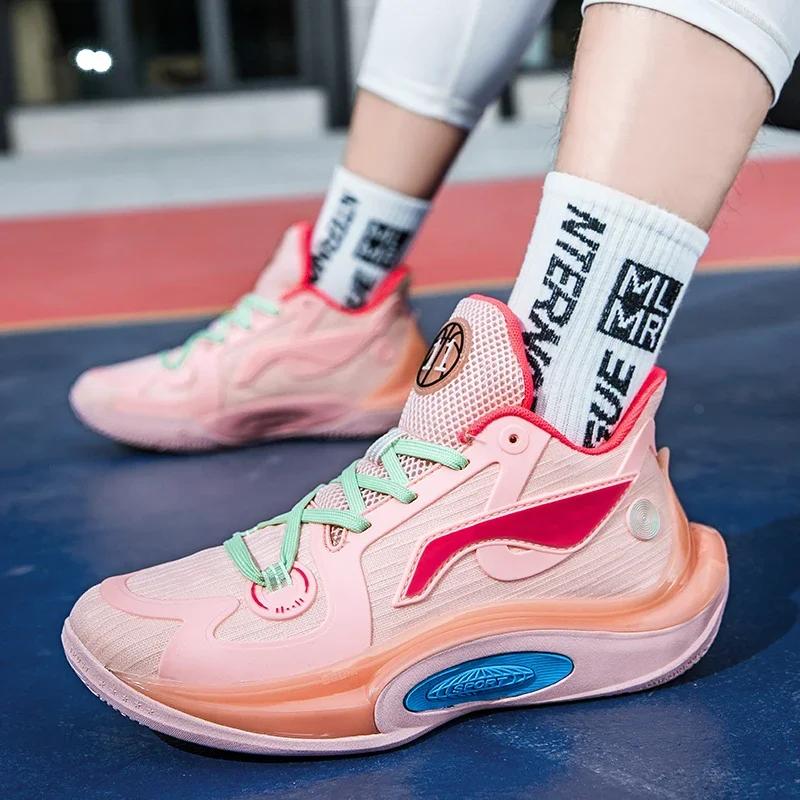 Herren-Basketballschuhe, atmungsaktiv, dämpfend, rutschfest, tragbar, Sportschuhe, Fitnessstudio, Training, athletische Basketball-Sneaker für Damen