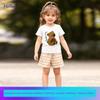 Ready Stock Little Maven Summer Kidsren's Suit European and American Style Girls' Suit Cartoon Bear Casual Kidsren's Clothing