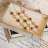 S925 Gold-Plated Sterling Silver Retro Bracelet with Imitation Ruby, Emerald, and Sapphire for Women