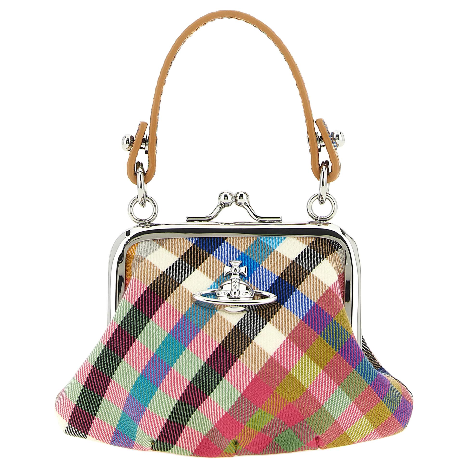 

VIVIENNE WESTWOOD Granny Borse Metal Logo Check Print Wool Crossbody Tote Mini Women Handbags Pink Brown 5A010005WW01CVO215 Basic Set (Bag+Dust Bag)