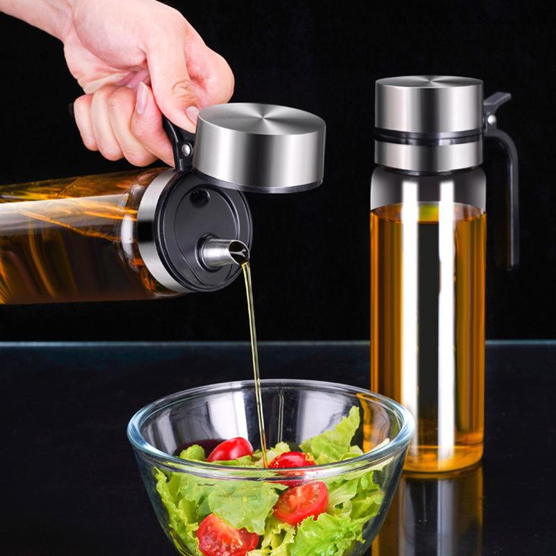 304 stainless steel high borosilicate glass oil pot leak-proof oil bottle kitchen soy sauce vinegar pot seasoning bottle without oil scale