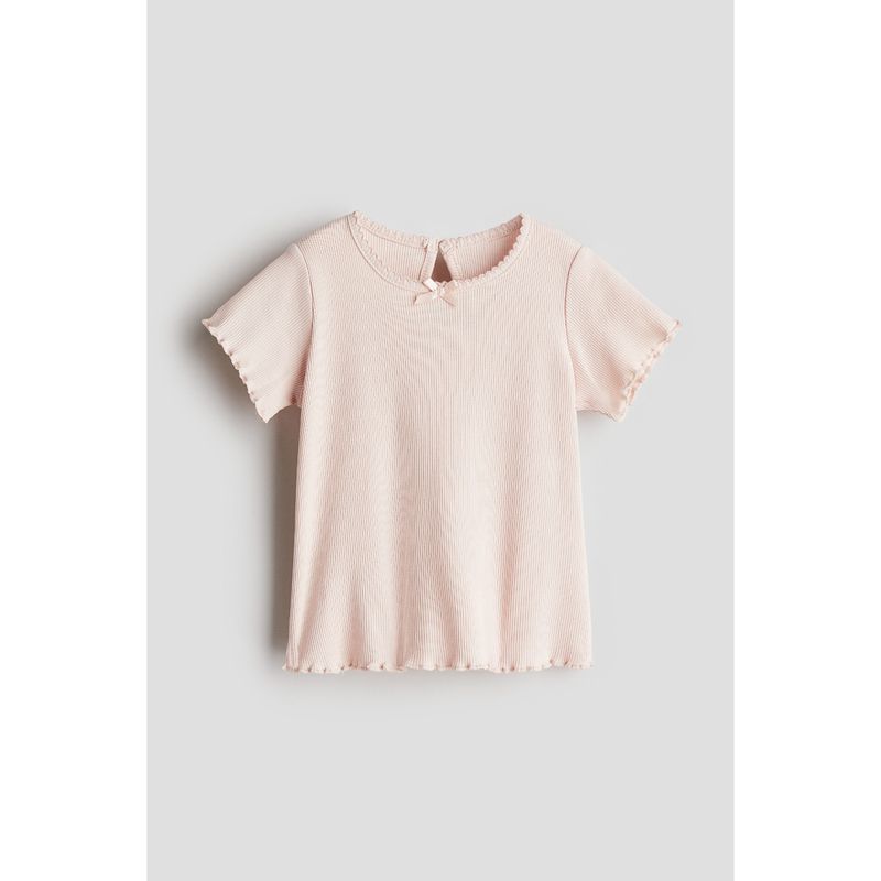

HM Children s Clothing Baby Girl s T-shirt Autumn Fashion Fashionable Pure Cotton round Neck Graceful Bow Short Sleeve Tops 1239339 Light pink 66/48(4-6m)
