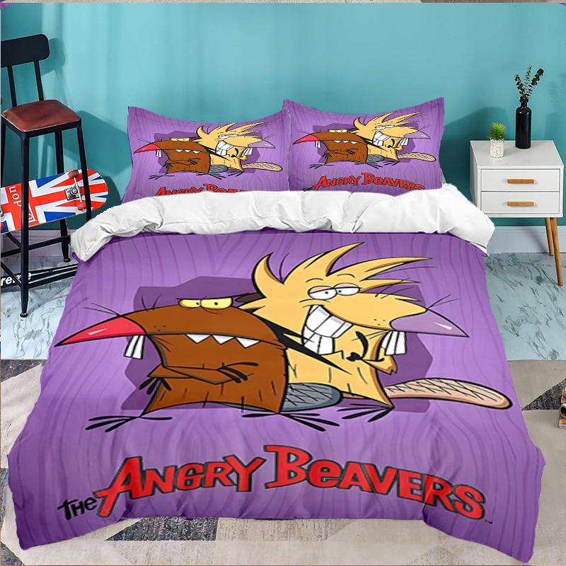 Angry Beavers Adventure 3pcs Bedding Set,Including 1pc Duvet Cover And 2pcs Pillowcases Perfect Gift for Christmas,Ideal for Bedroom, Dormitory