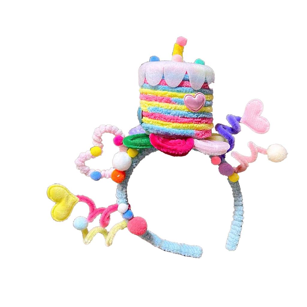 Party Star Purple Cake Hair Decoration Headpieces Adjustable Twisted Bar Birthday Headband for Women and Girls
