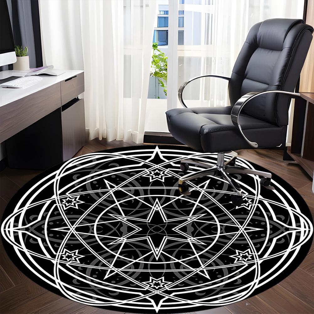 1pc Star Mandala Chair Carpet for Office, Soft, Non-Slip Polyester Mat, Office, Entryway, Living Room, Bedroom, yy251207283