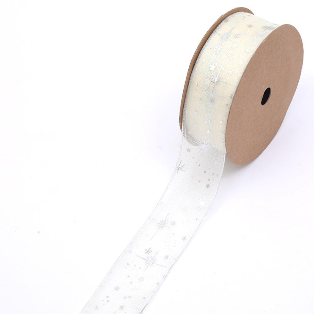 New Star Printed Starry Sky Ribbon 25mm Width DIY Gift Bouquet Wrap Ribbon Organza Festive Event Ribbon Cake Decoration