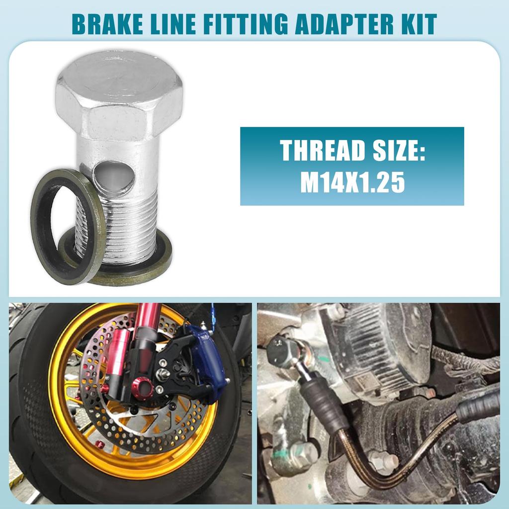 A ABSOPRO Bolt Brake Line Fitting Adapter for Car 1.38" Length M14x1.25 Brake Line