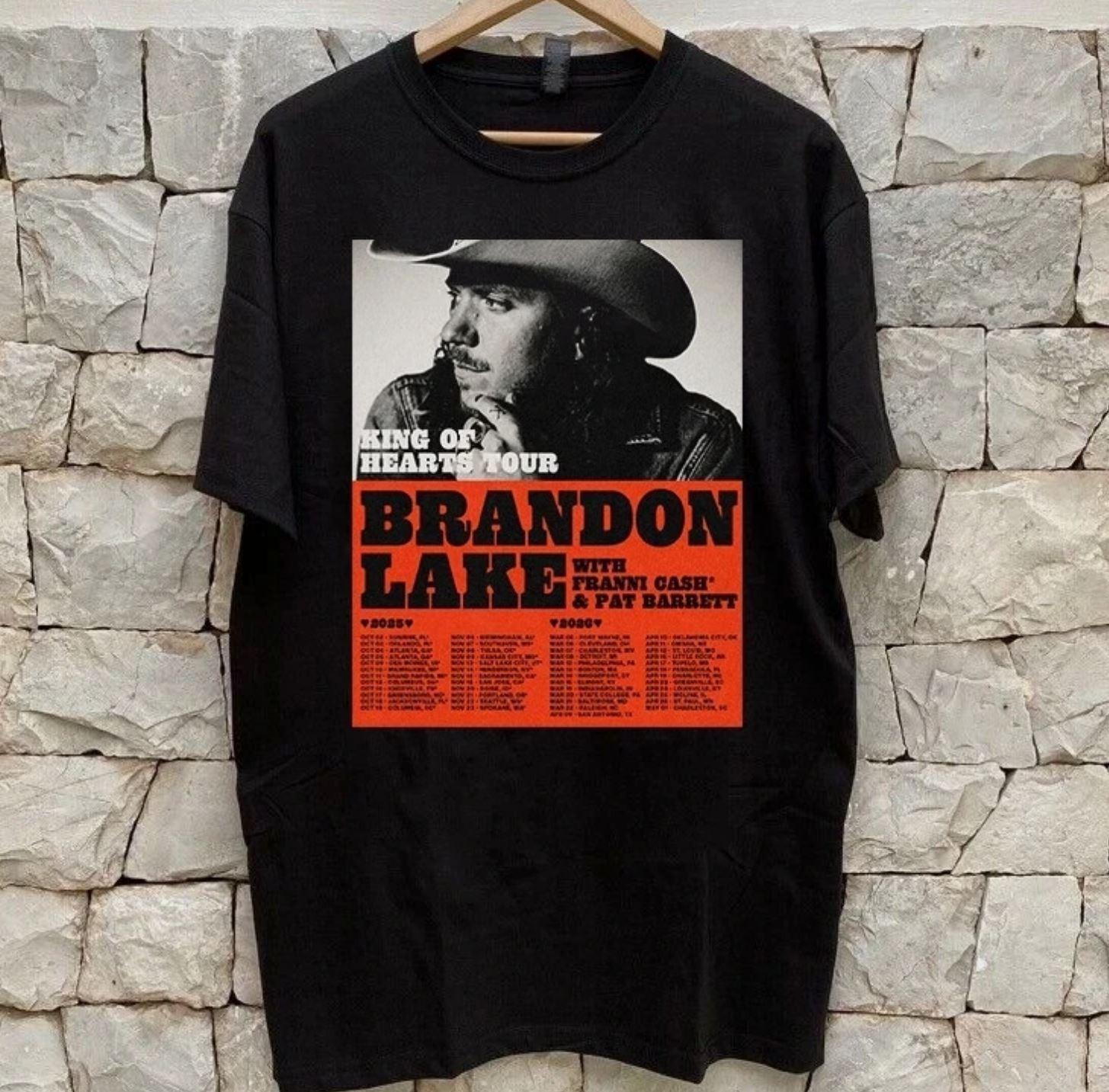 Brandon Lakes KING OF HEARTS TOUR Даты Футболка Полный Размер S-5XL Унисекс Футболка XXXXL
