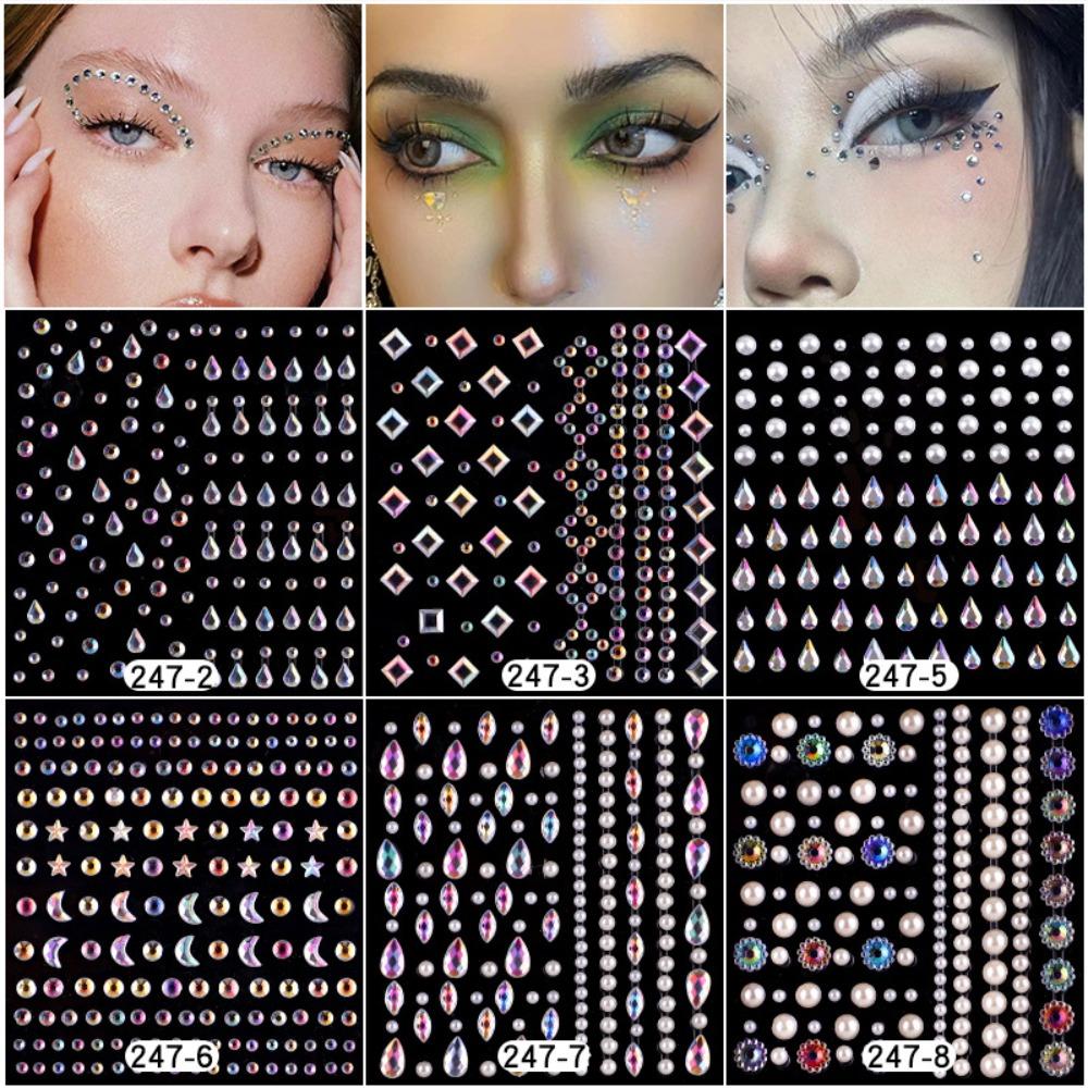 Crystal Rainbow Eye Makeup Sticker Jewel Diamond Sticker Stage Decoration Face Gems