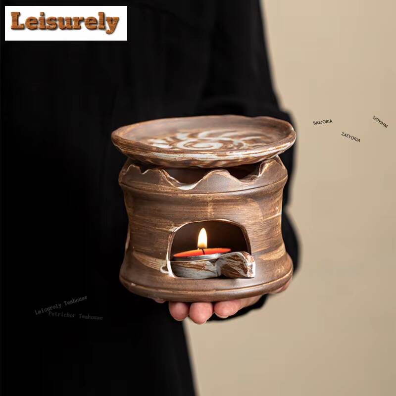 Gilt Burning Tea Warmer Holder Candle Heater Stove Kettle Stand Baked Milk Jar Carbon Furnace Teaware Accessories Decoration