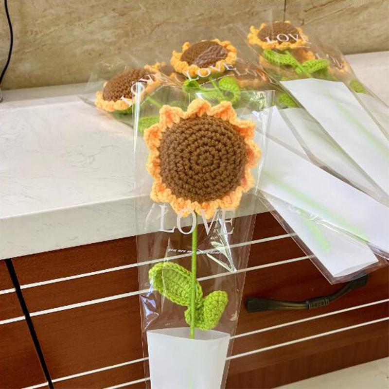 1/3Pc Hand-Woven Creative Knitting Bouquet Hand Knitting Sunflower Artificial Bouquet Decoration Fake Flowers