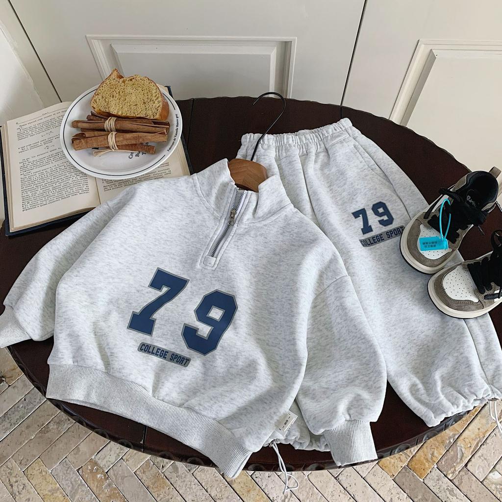 Boys' Spring Set: Digital Casual Sweatshirt + Pants Two-Piece Set