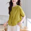 Summer Women Loose Light Short Sleeve Shirt Fashion Large Size Cardigan Top Age Reducing New