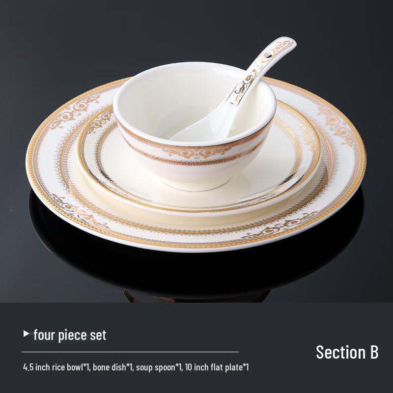 Luxury Chinese Ceramic 4-Piece Tableware Set
