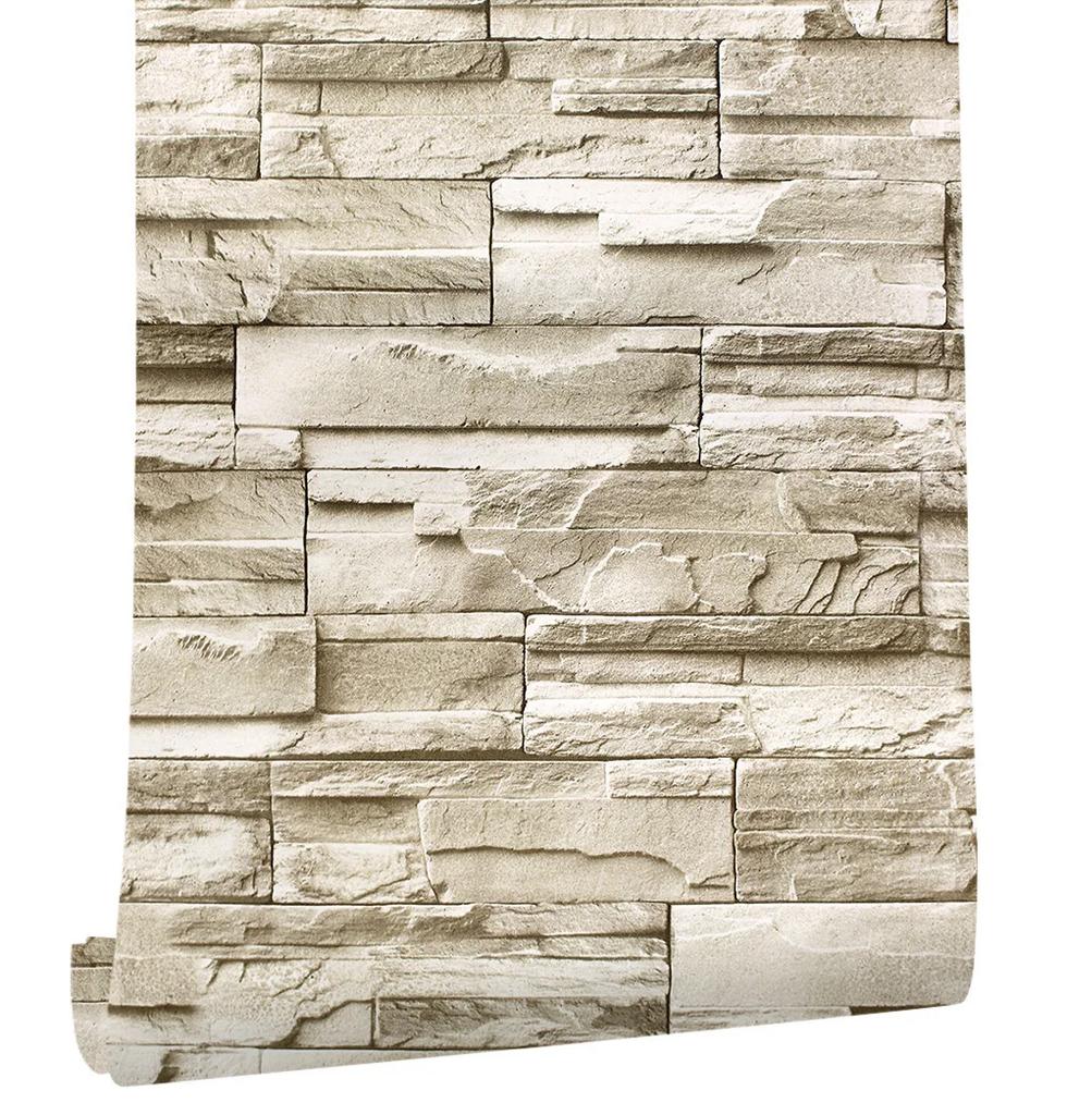 Stone Peel and Stick Wallpaper Decoration Stone Wallpaper Self-Adhesive Wall Paper for Home Decor TV Wall Easy To Peel Stick