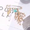 Fashion Pearl Shell Lady's Brooch Anti Exposure Fixed Pants Fixed Pin Versatile Creative Tassel Chain Brooch Clothes Decor