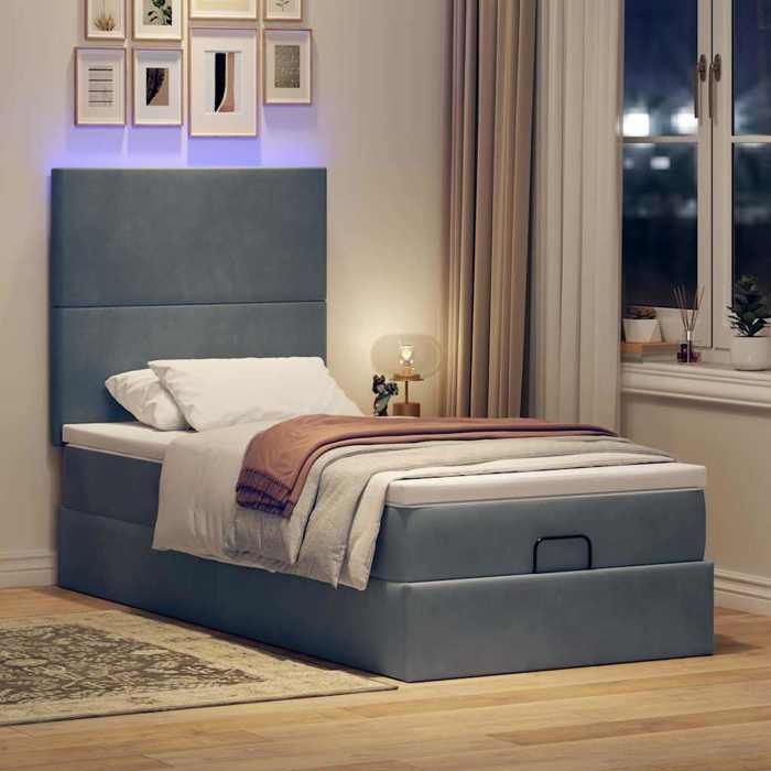 VidaXL Ottoman Bed Frame with Mattress Dark Grey 90x190 Cm Velvet, Bed Frame, Upholstered Bed Frame, Bed Frame 3314217