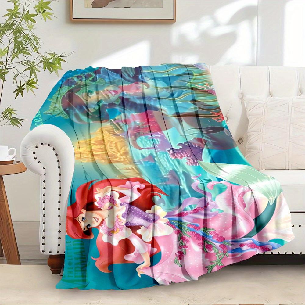 1pc Flannel Undersea Princess Ariel Mermaid Bed Sheet Quilt Cover Sofa Blanket Birthday Gift Home Decoration