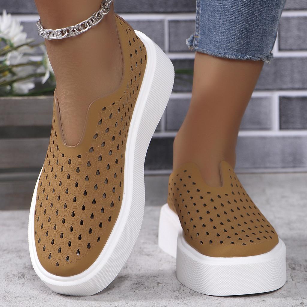 Stylish Casual Breathable Round Toe Womens Slip-on Platform Shoes For Summer