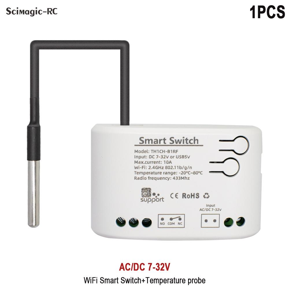 

eWeLink WiFi Switch 10A 2200W Wireless Control with Power Consumption Monitoring Temperature and Humidity Thermostat Alexa 7-32V Temperature