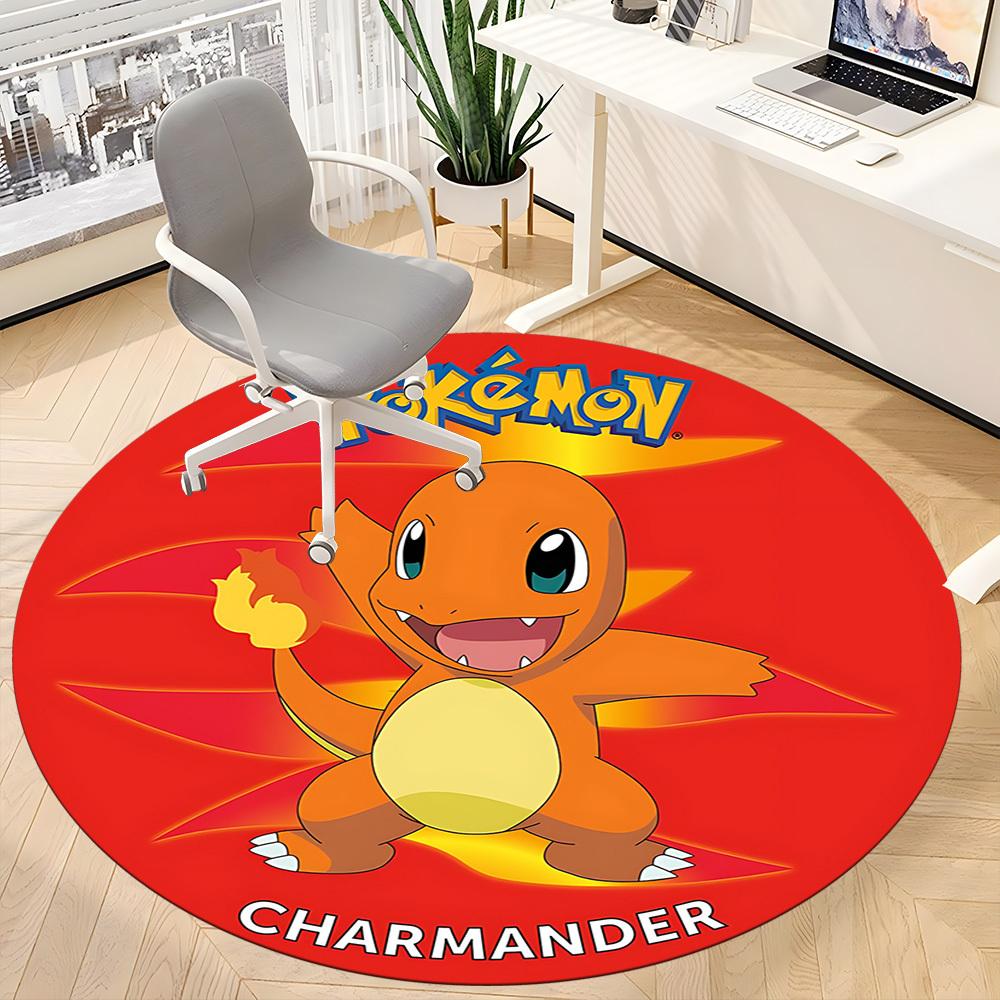 1pc Pokemon Charmander Office Round Area Rug, Indoor Mat Suitable For Office, Under Office Chairs Bedroom Living Room Home Decor, Room Deco