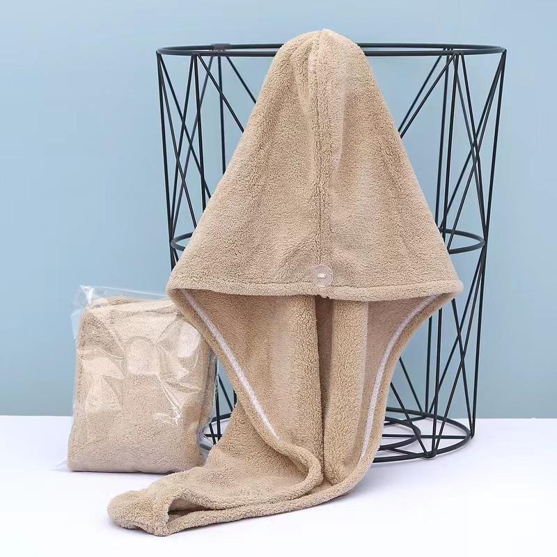 

Шапочка для сушки волос из кораллового флиса, треугольное полотенце для взрослых женщин, шапочка для душа, утолщенная, влаговпитывающая, удобная, мягкая, быстросохнущая, не выцветающая сушка волос 25*65 света кофе