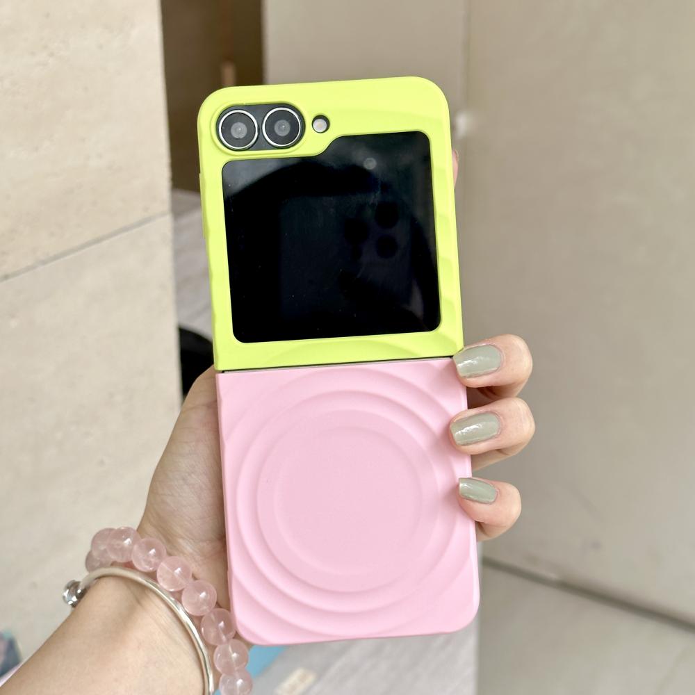 For Samsung Galaxy Z Flip 3 4 5 6 7 Case Magsafe Ripple Pattern Contrast Color Block Foldable Matte Anti-Slip Grip Cover
