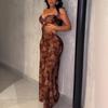 Hot-selling summer new product trend sexy hollow chest big halter leopard print straight jumpsuit