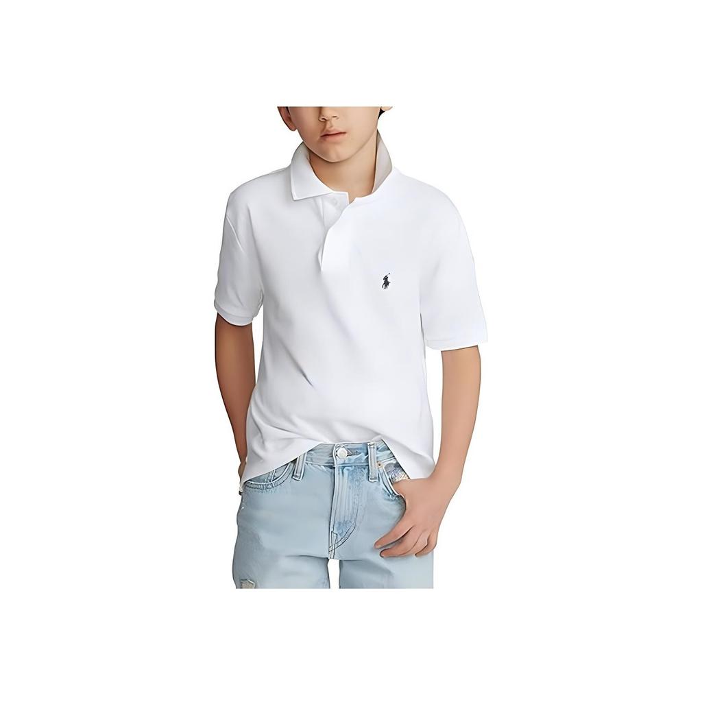 Polo Ralph Lauren Logo Embroidered Breathable Solid Color Short Sleeve T-Shirt Kids Tops White 322603252-004