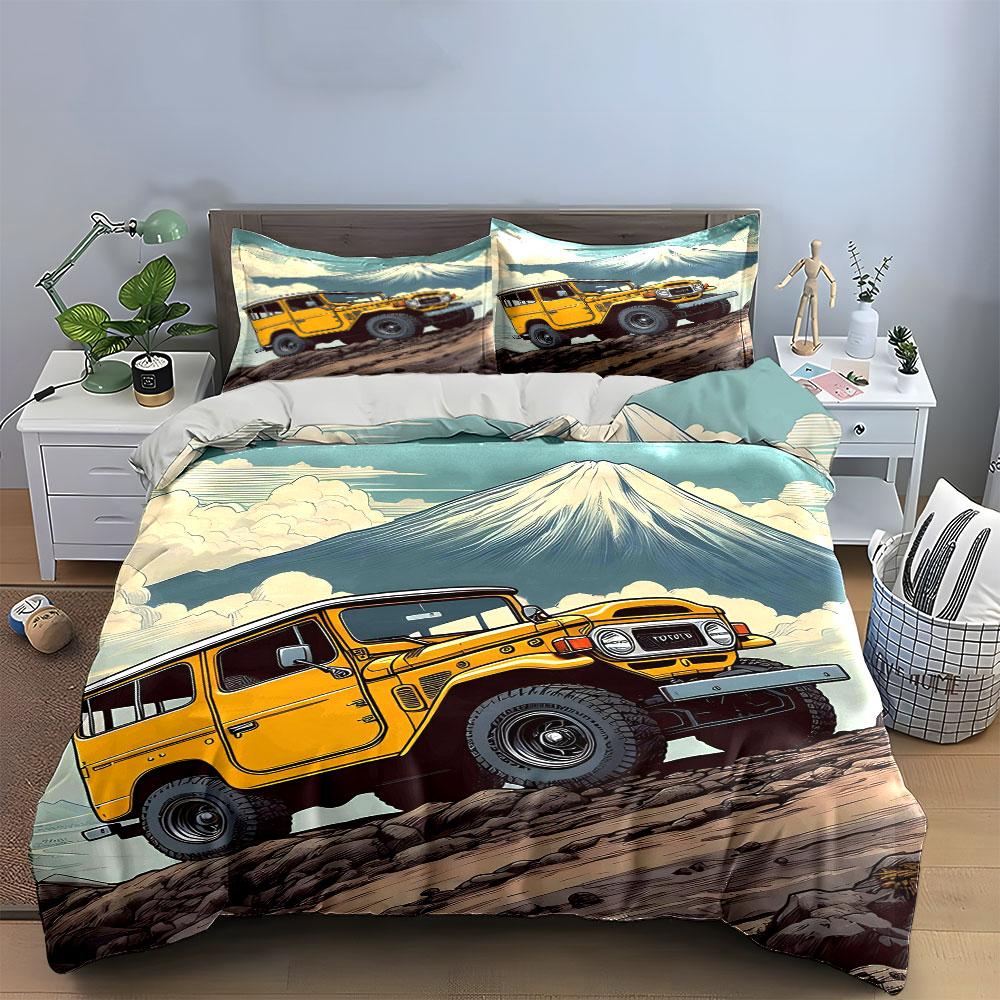 Yellow off-road vehicle design. Bedding sets Duvet cover sets Duvet covers Pillowcases(1 * Duvet Cover 2 * Pillowcases without duvet insert)