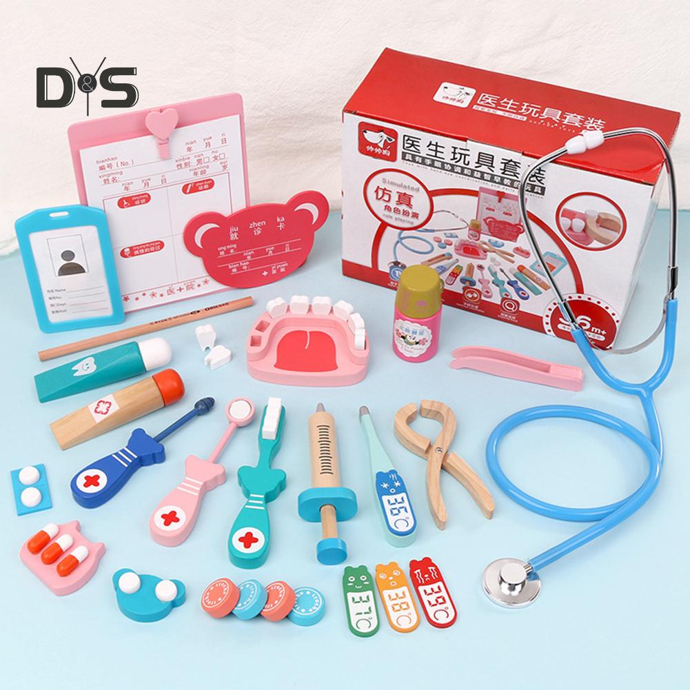 Play with You Chidlren Pretend Doctor Dentist Wooden Medical Playset Education Toy