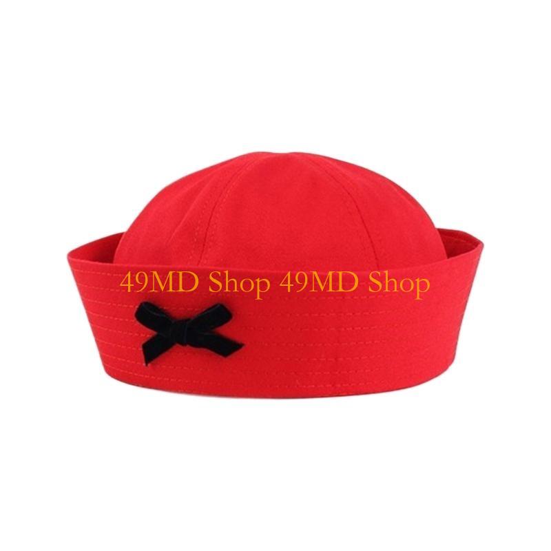 49MD Sweet Hat for Spring Women JK Bowknot Sailor Hat Uniform Hat Cosplay Dress Up Hat Musical Festival Hat