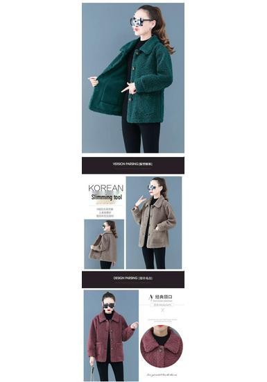 Stylish Imitation Lamb Wool Coat for Women Aged 50-60, Warm Particle Velvet Top for Middle-Aged and Elderly