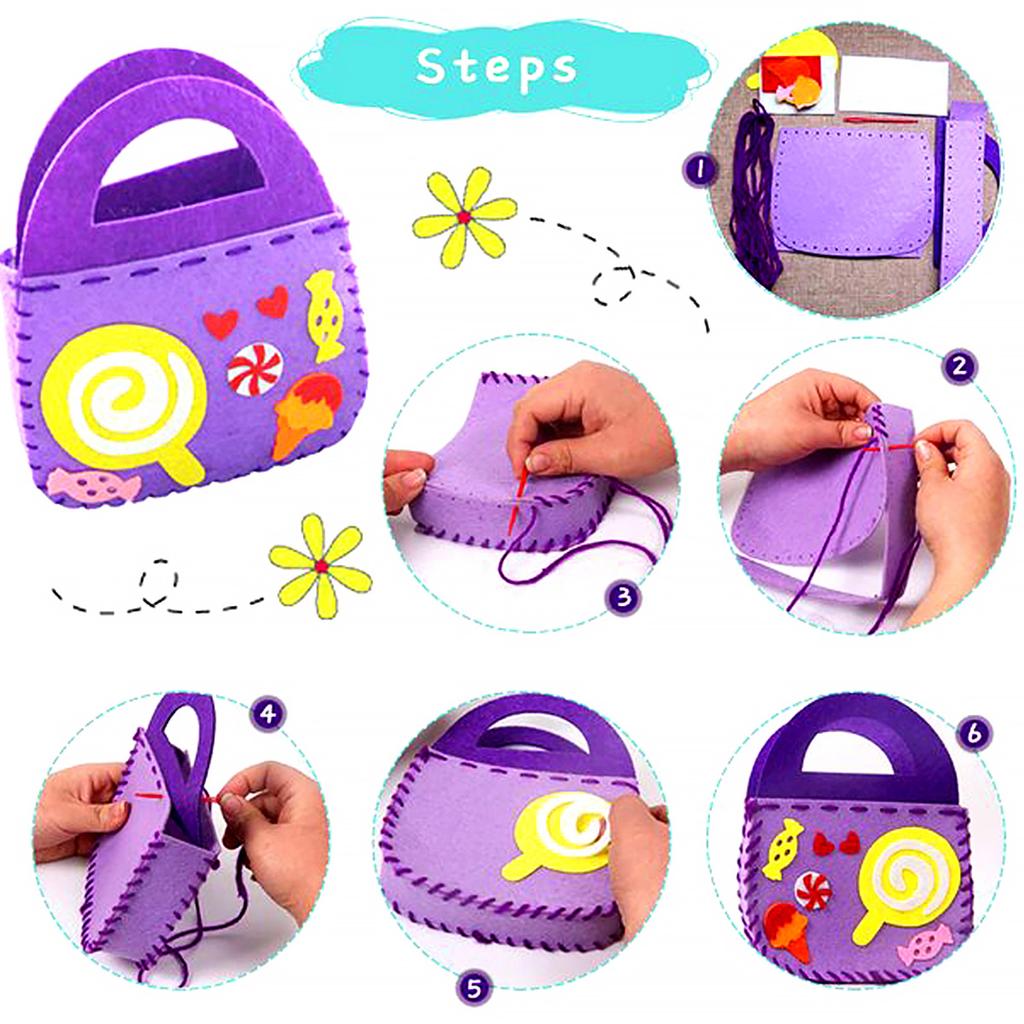 8Pcs Kids Sewing Kit DIY Felt Sewing Kits Preschool Educational Toys Craft Felt with Safety Needle for Boys Girls Beginners