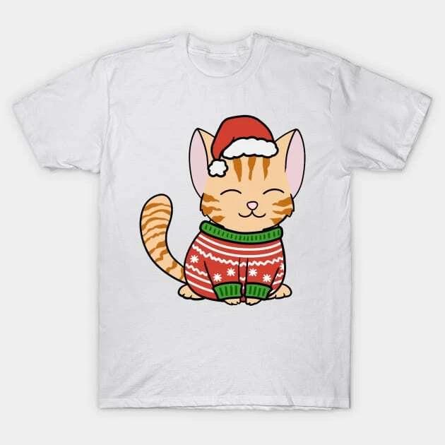 Christmas Sweater Orange Tabby Cat Made in Australia T-Shirt 2XL