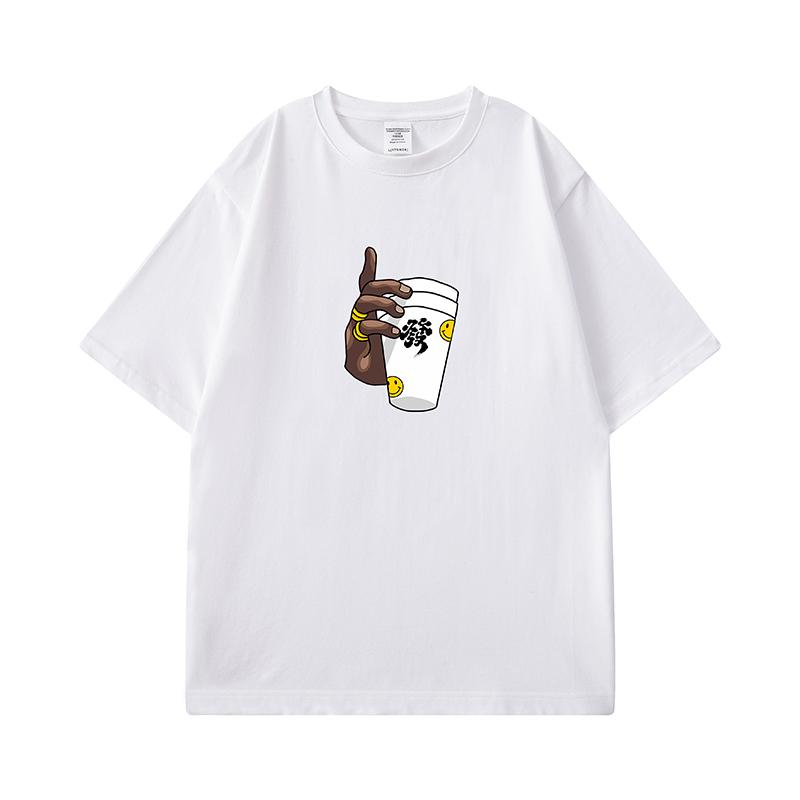 National Tide Spoof Fun New Year Fortune Print Hip Hop Fashion Brand T-shirt Men's Ins Trend 100% Cotton Loose Short Sleeves