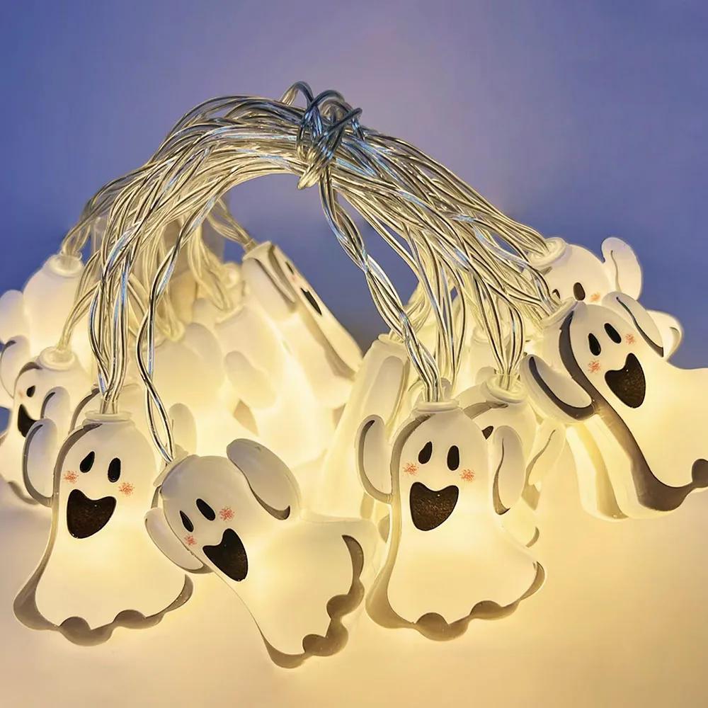 Halloween Decoration String Lights Battery Powered with Ghost Witch Cat Pumpkin Spider Web Skeleton Mummy Pirate Ghost Shape
